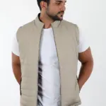 DERİHOUSE Bej Erkek Hakiki Deri Yelek 3506