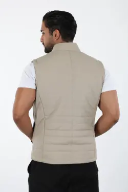 DERİHOUSE Bej Erkek Hakiki Deri Yelek 3506