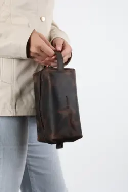 DERİHOUSE Caisson Unisex Kahverengi Hakiki Deri Çanta