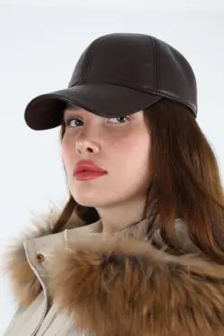 DERİHOUSE Unisex Kahverengi Hakiki Deri Şapka