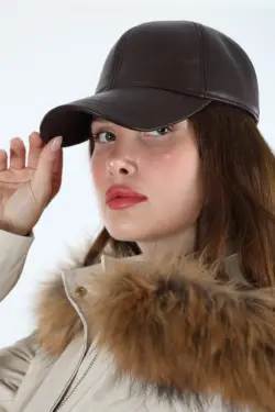 DERİHOUSE Unisex Kahverengi Hakiki Deri Şapka