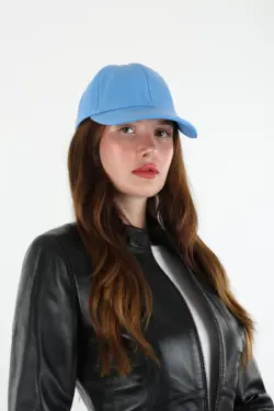 DERİHOUSE Unisex Mavi Hakiki Deri Şapka