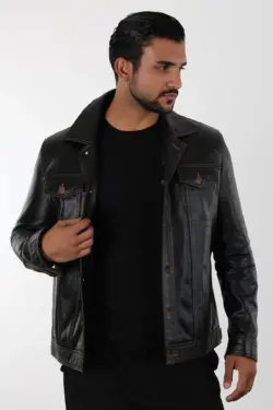 Gobi Erkek Koyu Kahverengi Kısa Hakiki Deri Ceket