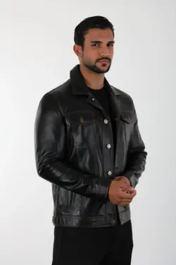 Gobi Erkek Koyu Kahverengi Kısa Hakiki Deri Ceket