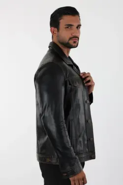 Gobi Erkek Koyu Kahverengi Kısa Hakiki Deri Ceket