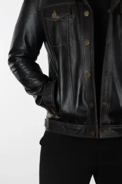 Gobi Erkek Koyu Kahverengi Kısa Hakiki Deri Ceket