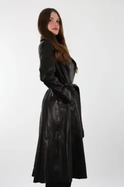 Lambert Siyah Uzun Kadın Hakiki Deri Ceket