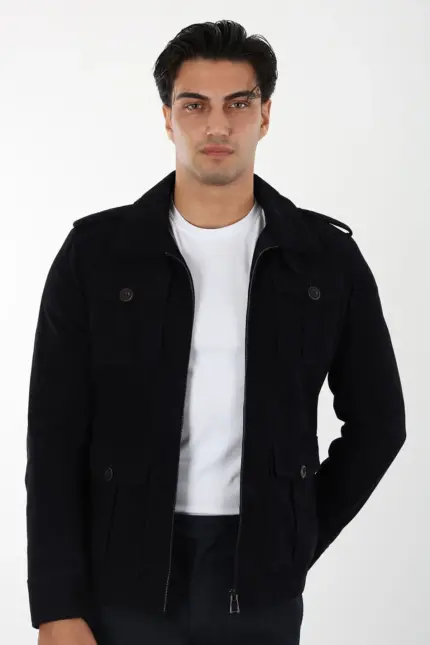 Petra Erkek Lacivert Kısa Hakiki Deri Ceket