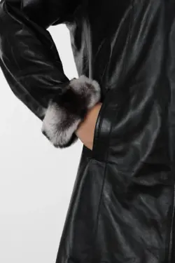 Rex Siyah Kadın Hakiki Deri Mont