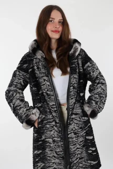 Rex Siyah Kadın Hakiki Deri Mont