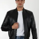 Robert Erkek Siyah Kısa Hakiki Deri Ceket