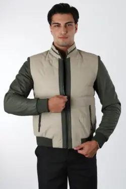 Tayga Erkek Bej Kısa Hakiki Deri Ceket