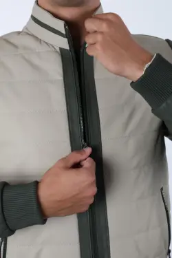 Tayga Erkek Bej Kısa Hakiki Deri Ceket