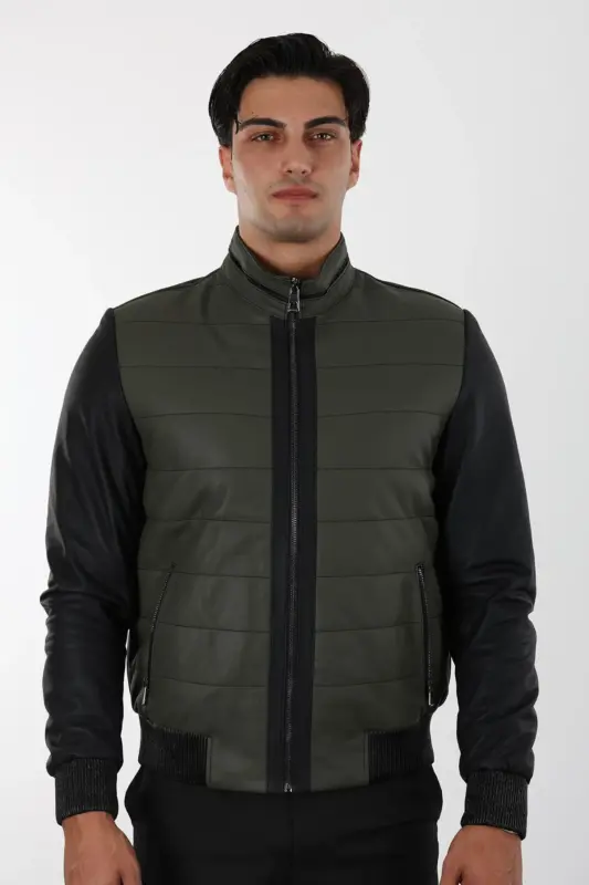 Tayga Erkek Yeşil Kısa Hakiki Deri Ceket