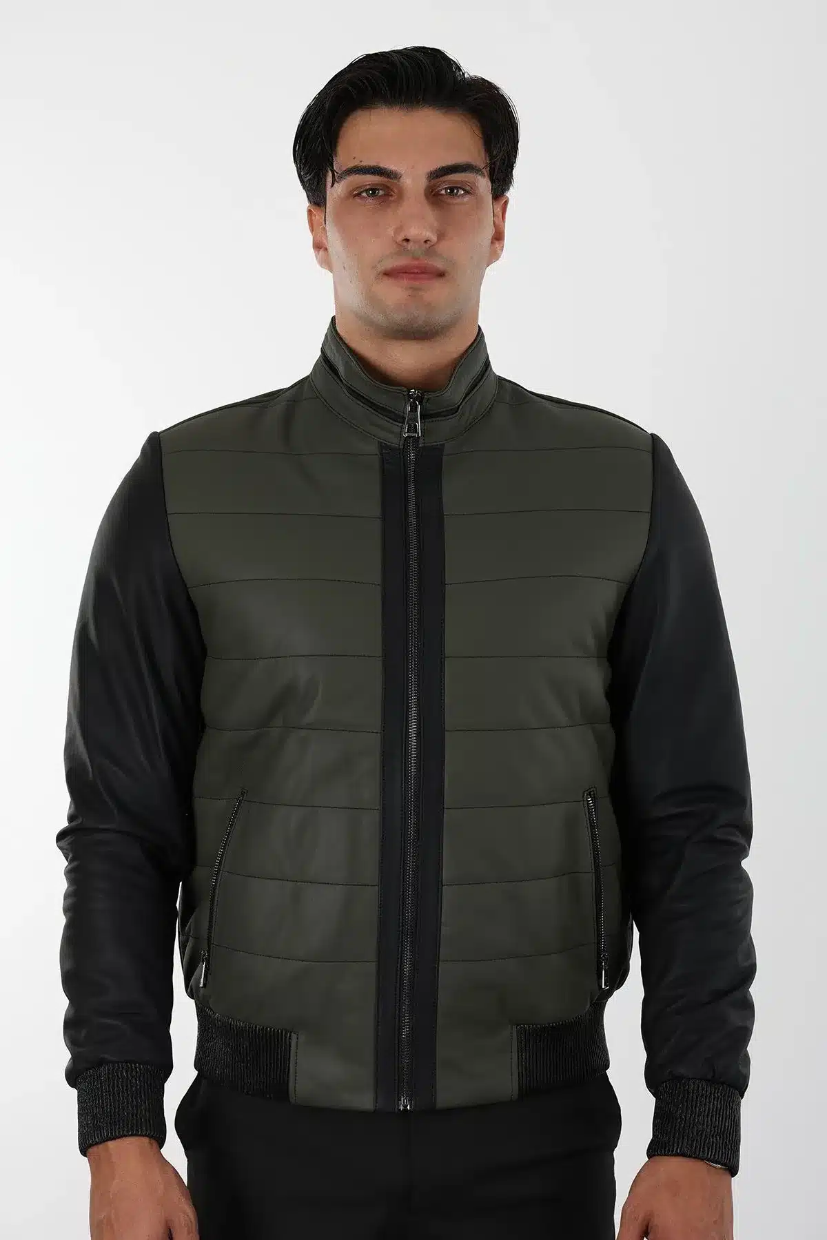 Tayga Erkek Yeşil Kısa Hakiki Deri Ceket