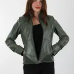 Turmalin Kısa Yeşil Kadın Hakiki Deri Ceket