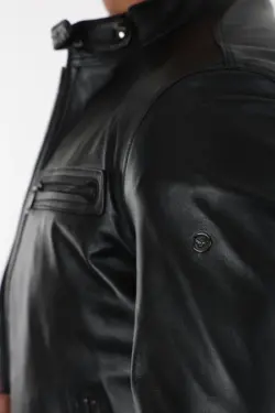 Varombe Erkek Siyah Kısa Hakiki Deri Ceket