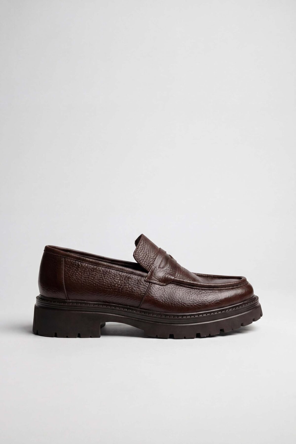 Kahverengi Erkek Deri Penny Loafer Ayakkabı