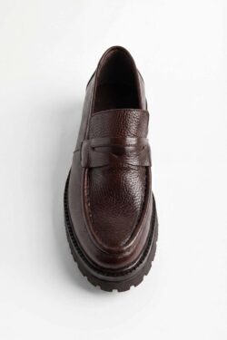 Kahverengi Erkek Deri Penny Loafer Ayakkabı